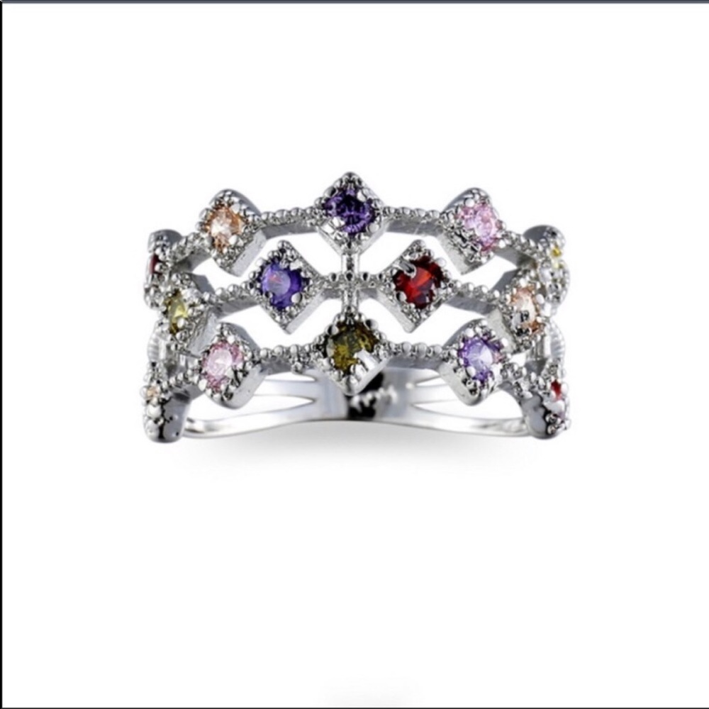 Sapphire, Amethyst, Topaz Ring - Picture 3 of 8